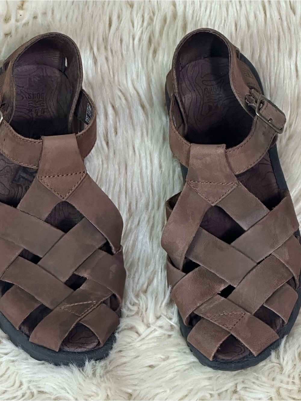 Teva Brown Woven Leather Sandals - Adjustable Ankle Strap